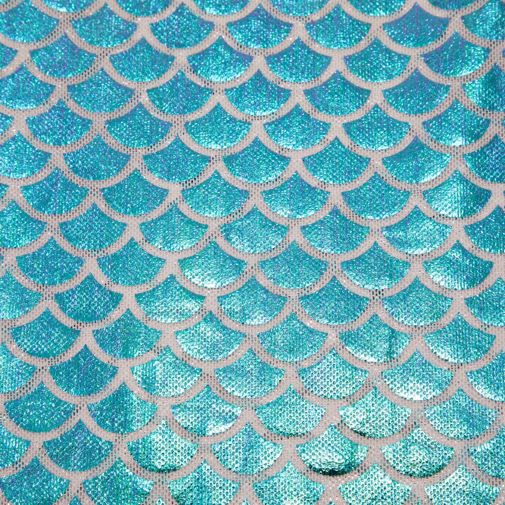 Wyla Green Oil Slick Fish Scales on White Mesh